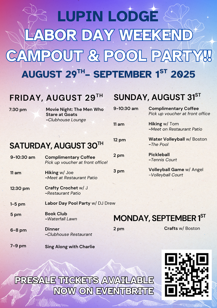 Lupin Lodge Labor Day Weekend Campout 2025