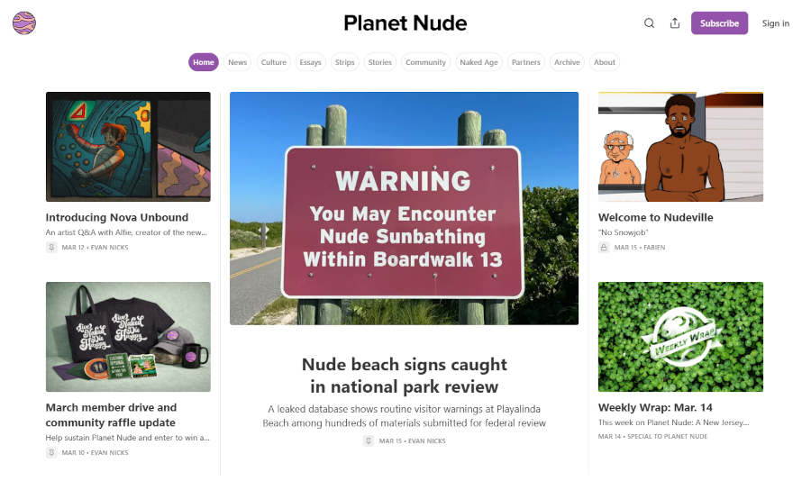 Planet Nude Website